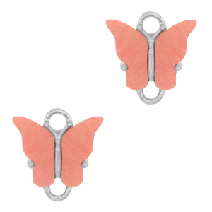 Anh&auml;nger aus Resin Zwischenst&uuml;ck butterfly Silver-coral red