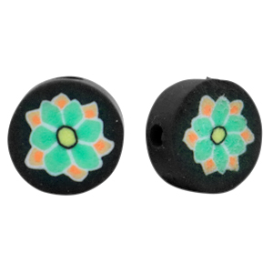 Perlen Polymer Flower Black-green