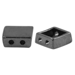 Perle Metall DQ Duo Beads Square Silber anthrazit (Nickelfrei)