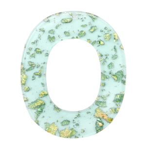 Anh&auml;nger aus Resin Oval Turquoise blue gold-transparent