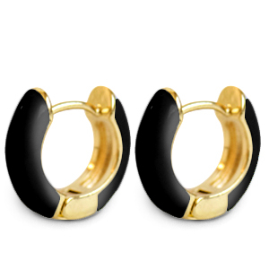 Musthave Ohrringe Creolen Enamel 15mm Black-gold