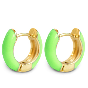 Musthave Ohrringe Creolen Enamel 15mm Light green-gold