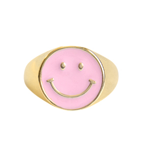 Trend Ringe Enamel Smiley Pink-gold