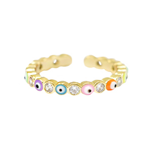 Trend Ringe Enamel Evil eye Multicolour-gold