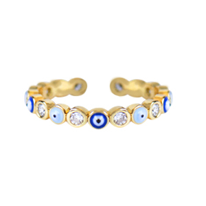 Trend Ringe Enamel Evil eye Blue-white-gold