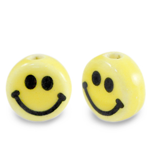 Keramik Perlen 8mm Smiley Yellow