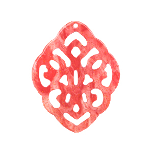 Anh&auml;nger aus Resin Rhombus Barock Living coral pink