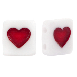 Acryl Buchstaben Square Heart White-red