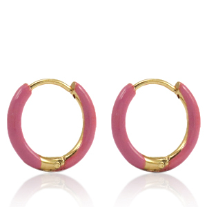 Stainless Steel - Rostfrei Stahl Ohrringe Creolen Enamel 14mm Thulian pink-gold