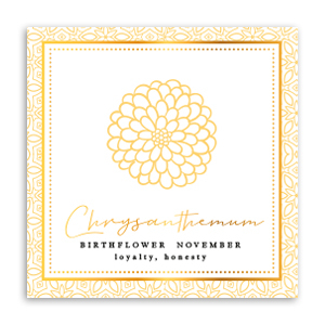Karten f&uuml;r Schmuck Geburtsblume November-Chrysantheme Sunshine yellow