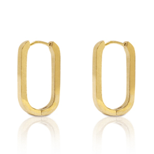 Stainless Steel - Rostfrei Stahl Ohrringe Oval Gold