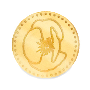 Cabochons Plexx 20mm Geburtsblume August-Mohnblume Gold