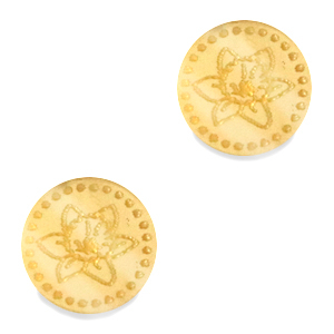 Cabochons Plexx 12mm Geburtsblume M&auml;rz-Osterglocke Gold
