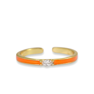 TQ Metall Brass Ring Enamel Orange crystal-gold