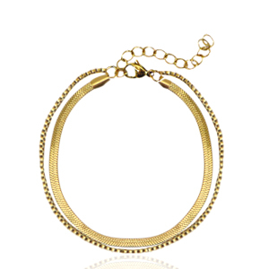 Stainless Steel - Rostfrei Stahl Armb&auml;nder 2 layer Schlangenkette Gold