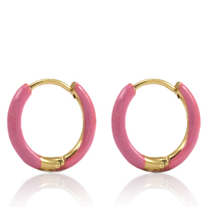 Stainless Steel - Rostfrei Stahl Ohrringe Creolen Enamel 14mm Thulian pink-gold