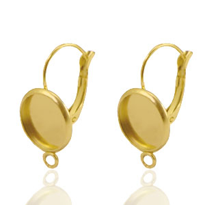 Zubeh&ouml;r aus Stainless Steel - Rostfreiem Stahl Ohrringe f&uuml;r Cabochon 12mm Gold