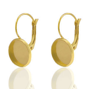 Zubeh&ouml;r aus Stainless Steel - Rostfreiem Stahl Ohrringe f&uuml;r Cabochon 12mm Gold