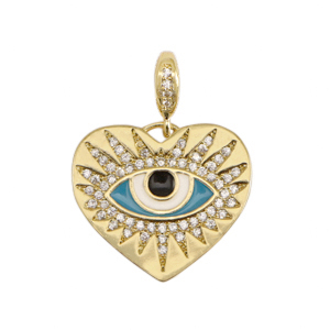 TQ Metall Brass Anh&auml;nger Eye of Providence Enamel Gold-blue