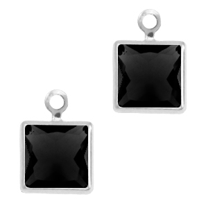 Anh&auml;nger aus Kristallglas Square Jet black-silver