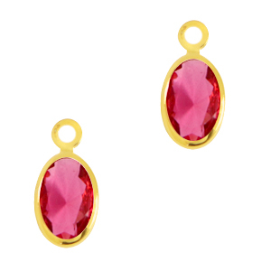 Anh&auml;nger aus Kristallglas Oval Ruby pink-gold