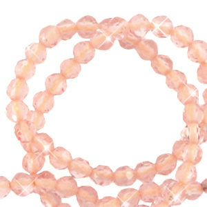 Perlen Naturstein Facett geschliffen 3mm Light peach-pearl shine coating