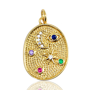 TQ Metall Brass Anh&auml;nger Moon and Star Gold