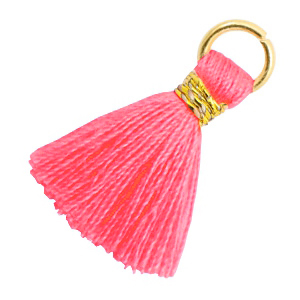 Quaste Perlen 2cm Gold-Neon pink
