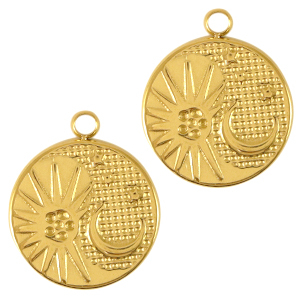 Anh&auml;nger aus Stainless Steel - Rostfreiem Stahl Sun & Moon Gold
