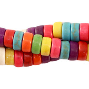 Disc Natursteinperlen Howlit 8x3mm Multicolour