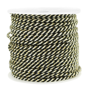 Band Macram&eacute; twisted 1.5mm Gold-black white