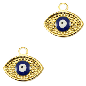 Anh&auml;nger aus Stainless Steel - Rostfreiem Stahl eye of providence Enamel Gold-blue
