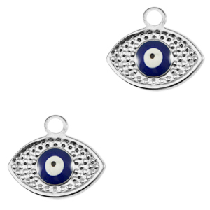 Anh&auml;nger aus Stainless Steel - Rostfreiem Stahl eye of providence Enamel Silver-blue