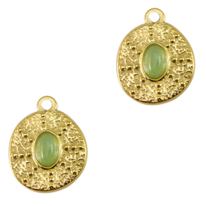Anh&auml;nger aus Stainless Steel - Rostfreiem Stahl irregular mit Naturstein Gold-honeydew green