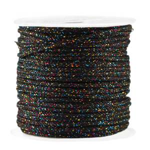 Band Macram&eacute; geflochten 2mm Black-multicolor glitter