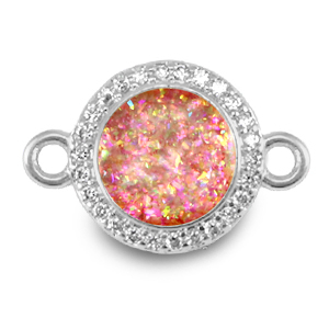 TQ Metall Brass Anh&auml;nger Zwischenst&uuml;ck 12mm Enamel Silver-peony pink