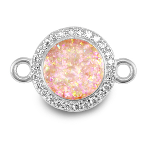 TQ Metall Brass Anh&auml;nger Zwischenst&uuml;ck 12mm Enamel Silver-light pink