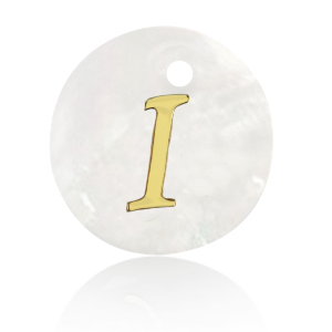 Anh&auml;nger Muschel S&uuml;&szlig;wasserperlmutt Buchstaben I Gold-white (Naturliche Farbe Muschel)