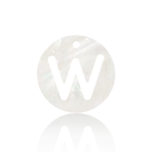 Anh&auml;nger Muschel S&uuml;&szlig;wasserperlmutt Buchstaben W White (Naturliche Farbe Muschel)