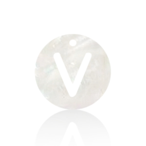Anh&auml;nger Muschel S&uuml;&szlig;wasserperlmutt Buchstaben V White (Naturliche Farbe Muschel)