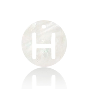 Anh&auml;nger Muschel S&uuml;&szlig;wasserperlmutt Buchstaben H White (Naturliche Farbe Muschel)