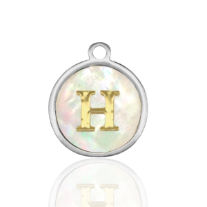 Anh&auml;nger aus Stainless Steel - Rostfreiem Stahl 12mm shell initial H White (Naturliche Farbe Muschel)-silver