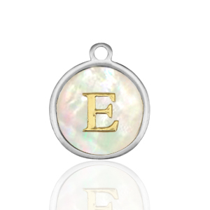 Anh&auml;nger aus Stainless Steel - Rostfreiem Stahl 12mm shell initial E White (Naturliche Farbe Muschel)-silver