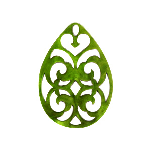 Anh&auml;nger aus Resin Tropfen Barock 38x27mm Guacamole green