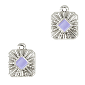 Anh&auml;nger Metall DQ Square Antik silber-lavender purple (nikkelvrij)