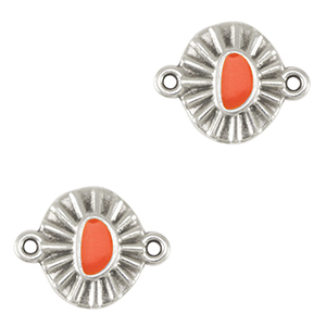 Anh&auml;nger Metall DQ Connector Antik silber-coral red (nikkelvrij)
