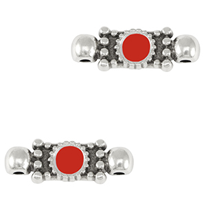 Anh&auml;nger Metall DQ Connector Antik silber-red (nikkelvrij)