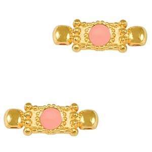 Anh&auml;nger Metall DQ Connector Gold-salmon pink (nikkelvrij)