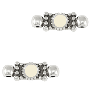 Anh&auml;nger Metall DQ Connector Antik silber-ivory white (nikkelvrij)