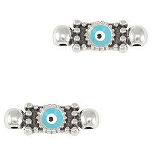 Anh&auml;nger Metall DQ Zwischenst&uuml;ck Evil Eye Antik silber-light blue (nikkelvrij)